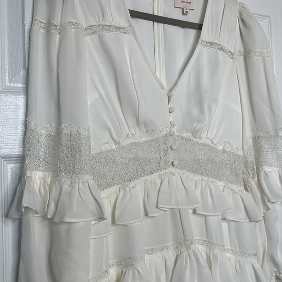 CINQ A SEPT Sanya Ruffled Silk & Lace ivory Dress 2 NWOT - Picture 8 of 12